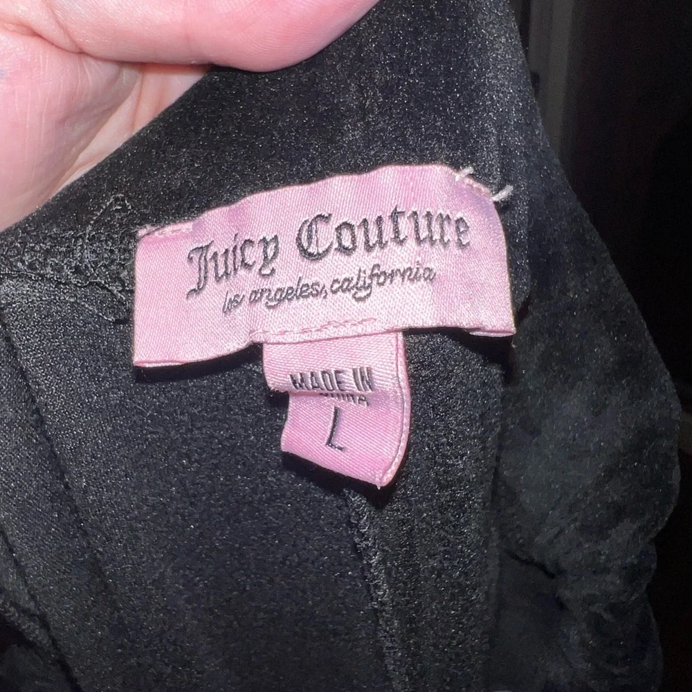 Juicy Couture Black Velour Silver Bling Tracksuit Top-XXL Bottoms- L - Picture 13 of 15